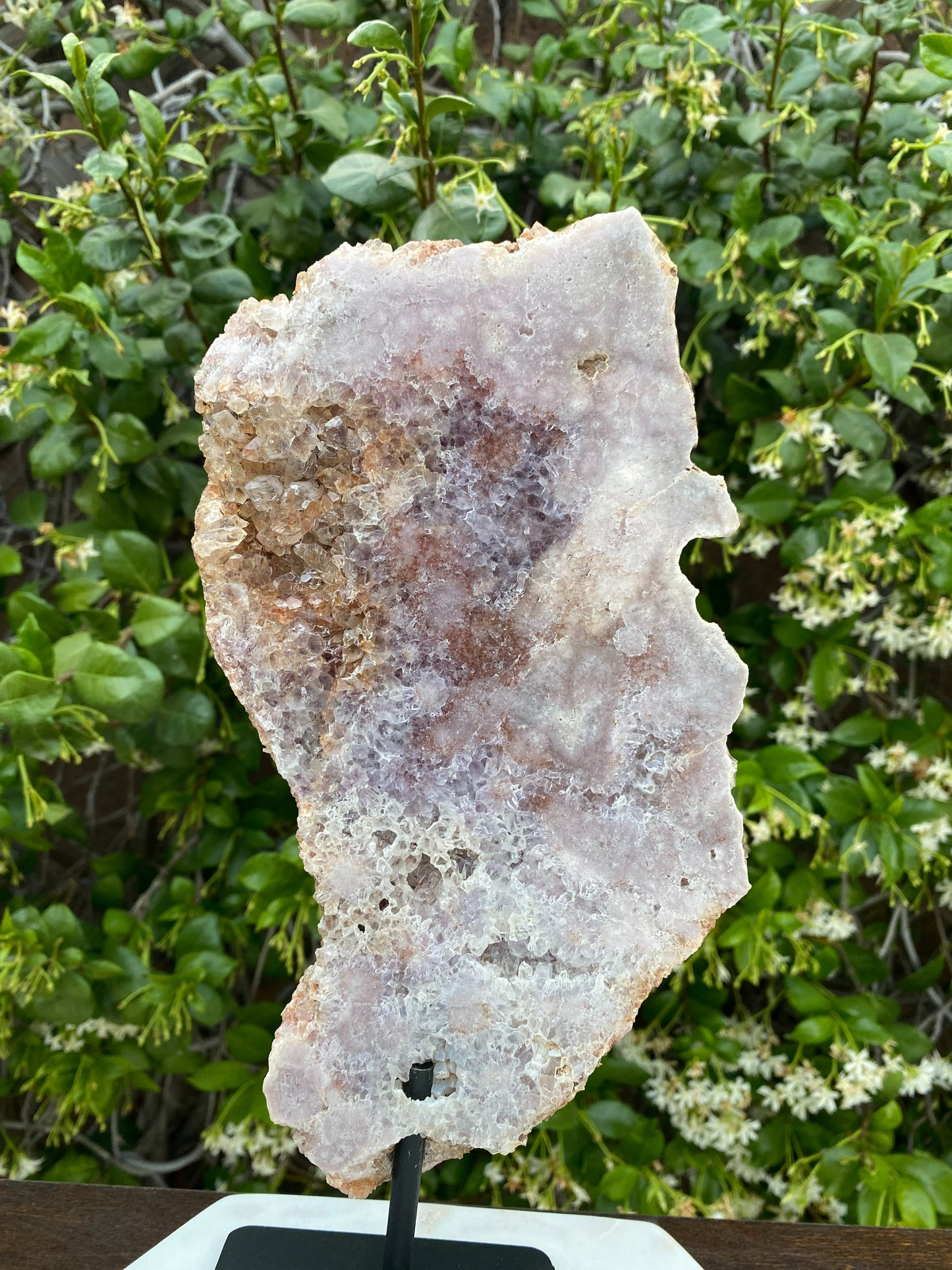 Pink Amethyst Slab on stand