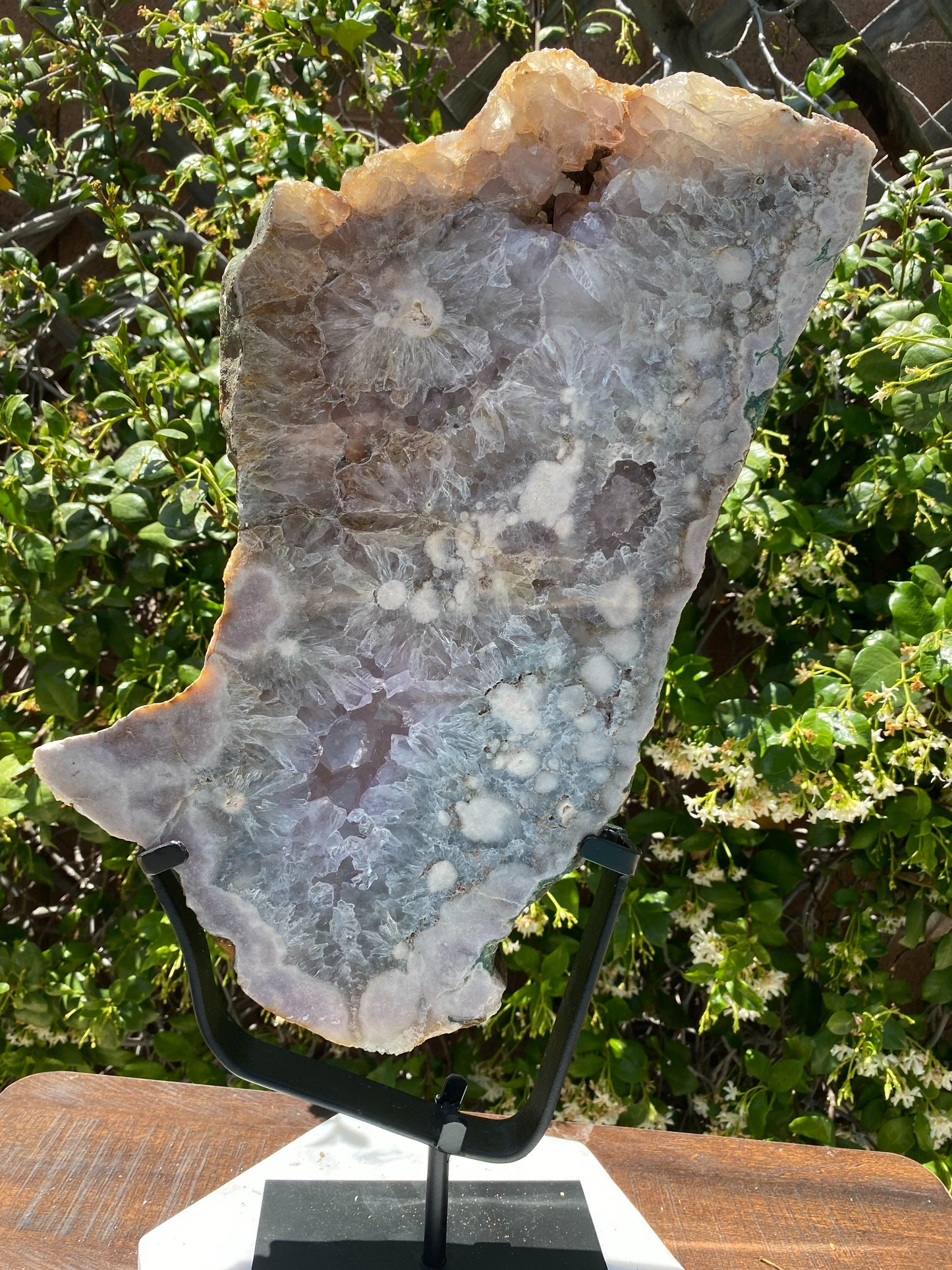 Pink Amethyst Slab on stand