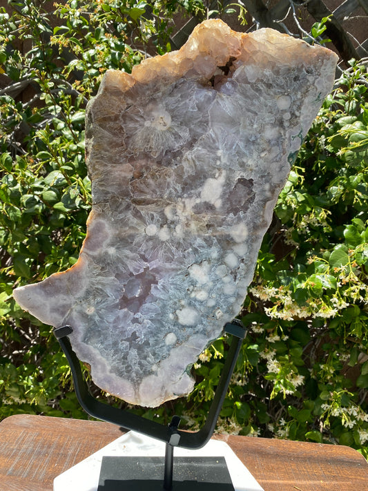 Pink Amethyst Slab on stand