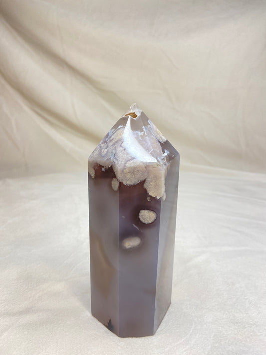 Black Flower Agate tower