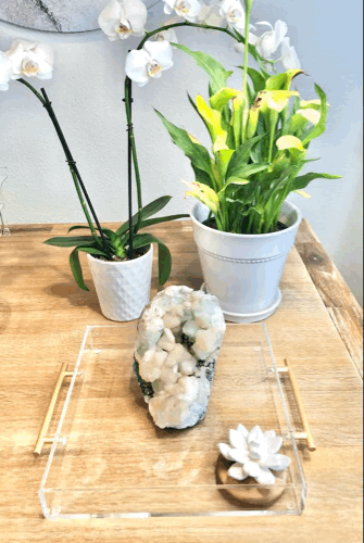 Green Apophyllite with Peach Stilbite display piece